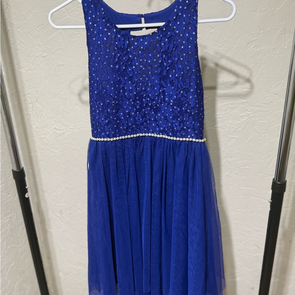 Speechless Kids Blue Sleeveless Sparkly Dress w/Rhinestone Detail Girls 16